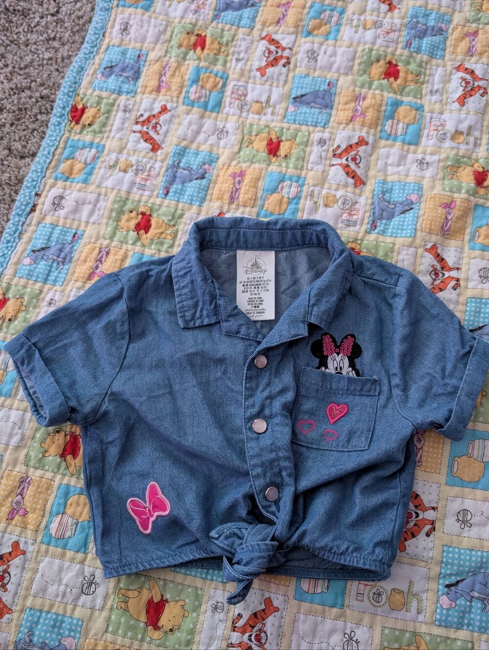 Disney Parks Minnie Mouse Tie Front Crop top (Size 2)